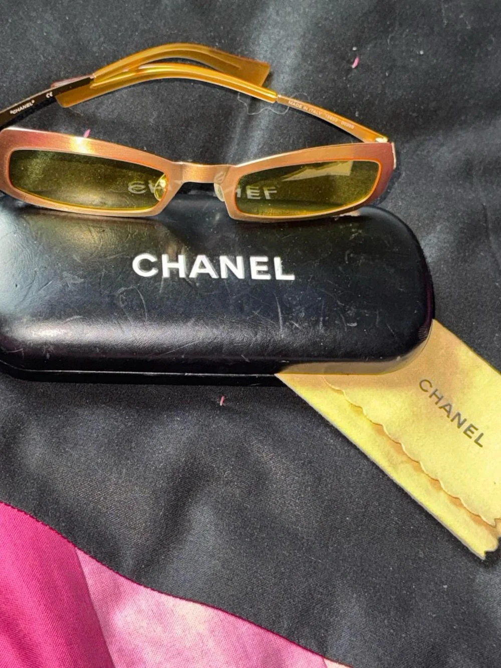 CHANEL Gold Frame Sunglasses with Yellow Lenses